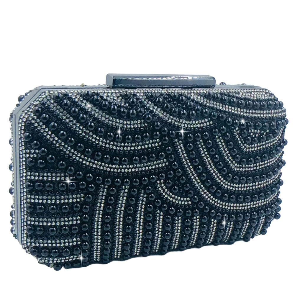 5618 Mini Beaded Clutch Purses , Vintage Black Evening Bags, Formal